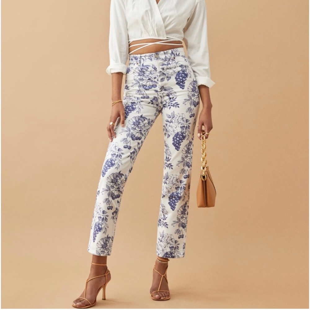 Reformation Cynthia Toile High Rise Straight Jeans